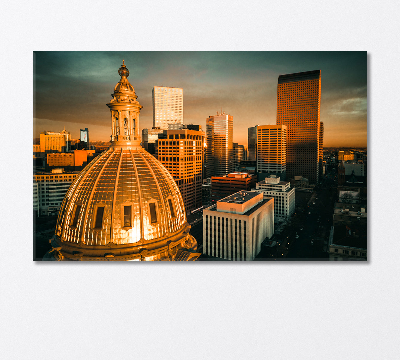 Sunrise over the Golden Building Colorado State Capitol USA Canvas Print-Canvas Print-CetArt-1 Panel-24x16 inches-CetArt