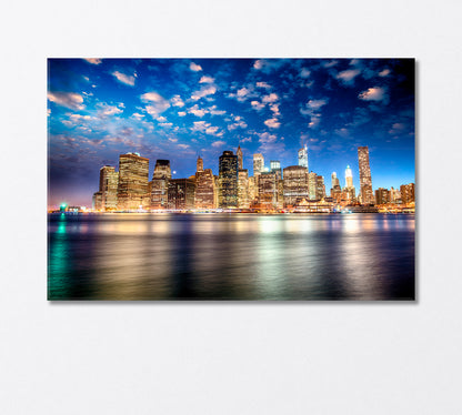 Manhattan Skyline from Brooklyn Bridge Park Canvas Print-Canvas Print-CetArt-1 Panel-24x16 inches-CetArt