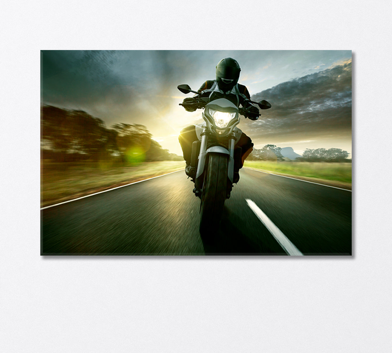 Biker Ride Motorcycle Canvas Print-Canvas Print-CetArt-1 Panel-24x16 inches-CetArt