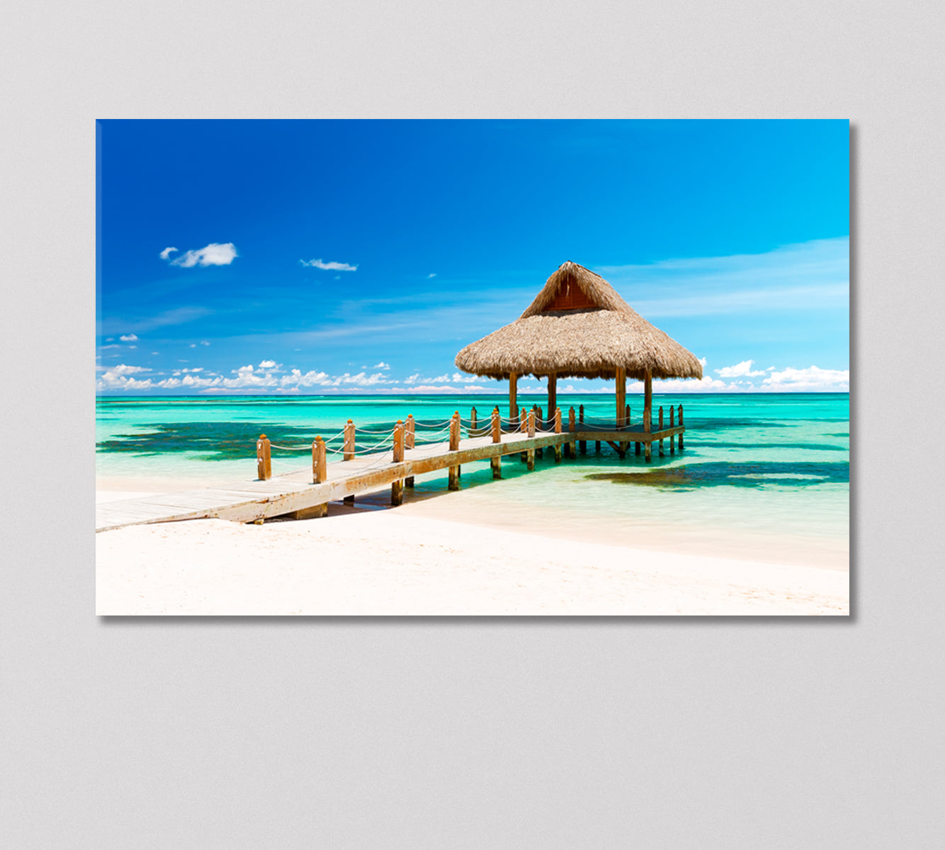 Gazebo on a Tropical Beach Cap Cana Dominican Republic Canvas Print-Canvas Print-CetArt-1 Panel-24x16 inches-CetArt