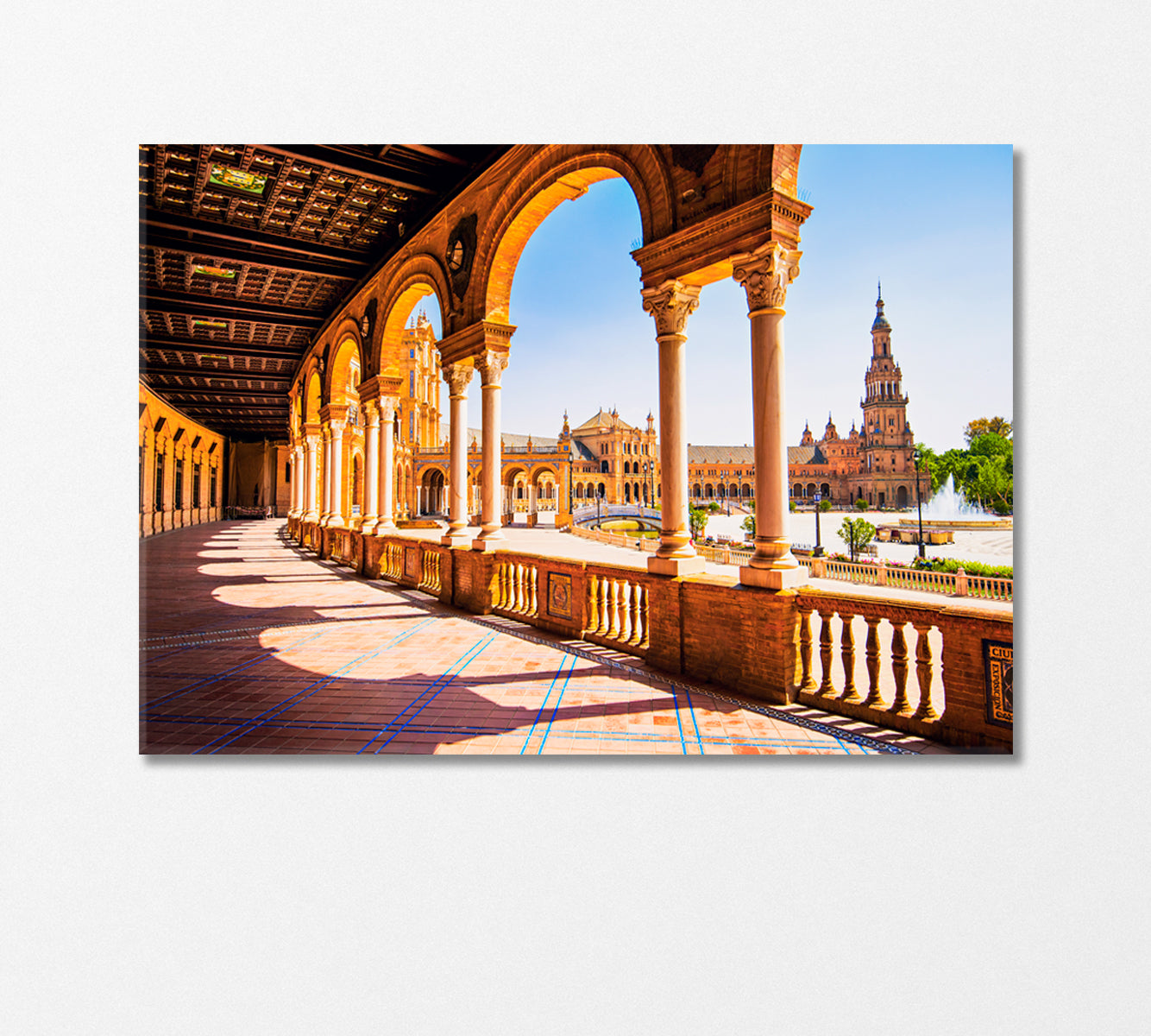 Columns and Arches at Spain Square Canvas Print-CetArt-1 Panel-24x16 inches-CetArt