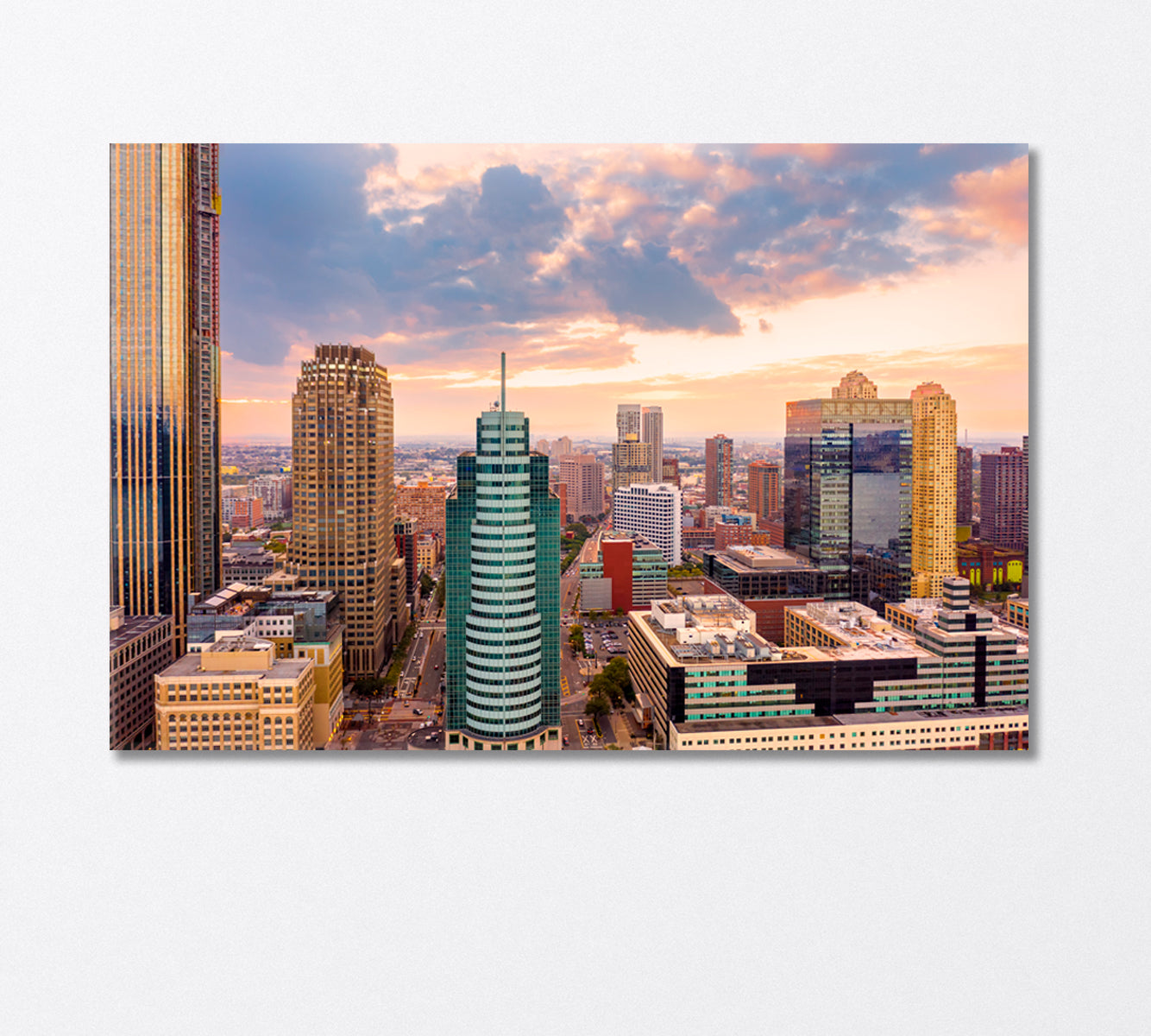 Jersey City High Rise at Sunset Canvas Print-Canvas Print-CetArt-1 Panel-24x16 inches-CetArt