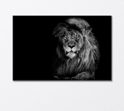 Lion King in Black and White Art Canvas Print-Canvas Print-CetArt-1 Panel-24x16 inches-CetArt