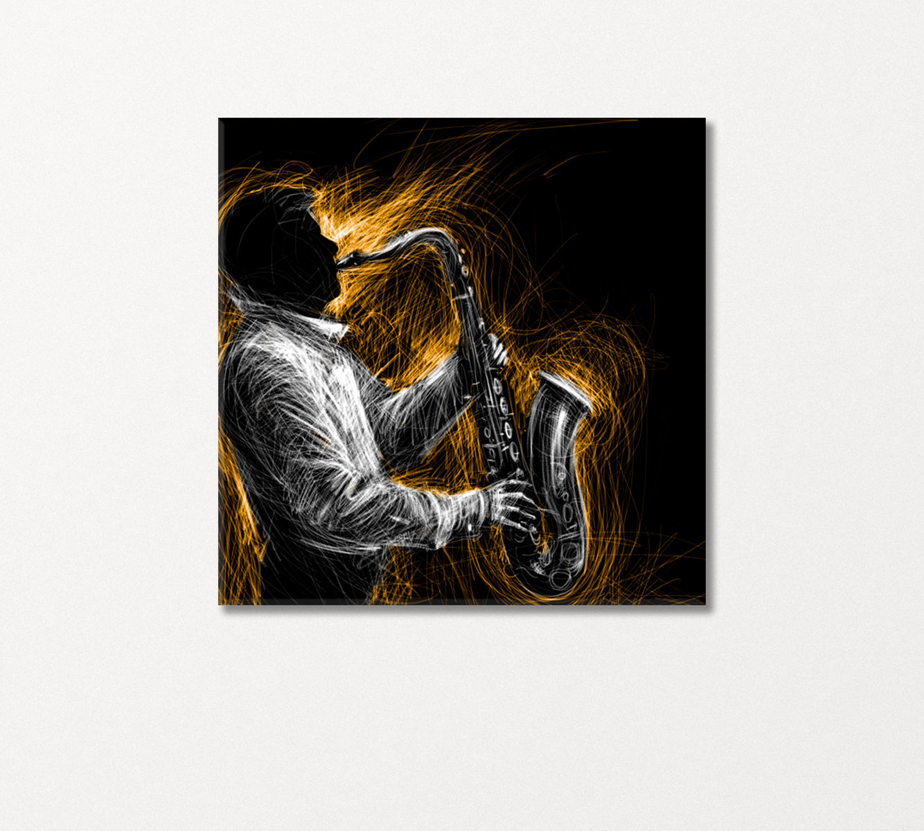 Abstract Jazz Saxophone Player Canvas Print-Canvas Print-CetArt-1 panel-12x12 inches-CetArt