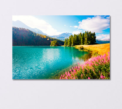 Azure Pond Champfer Switzerland Canvas Print-Canvas Print-CetArt-1 Panel-24x16 inches-CetArt