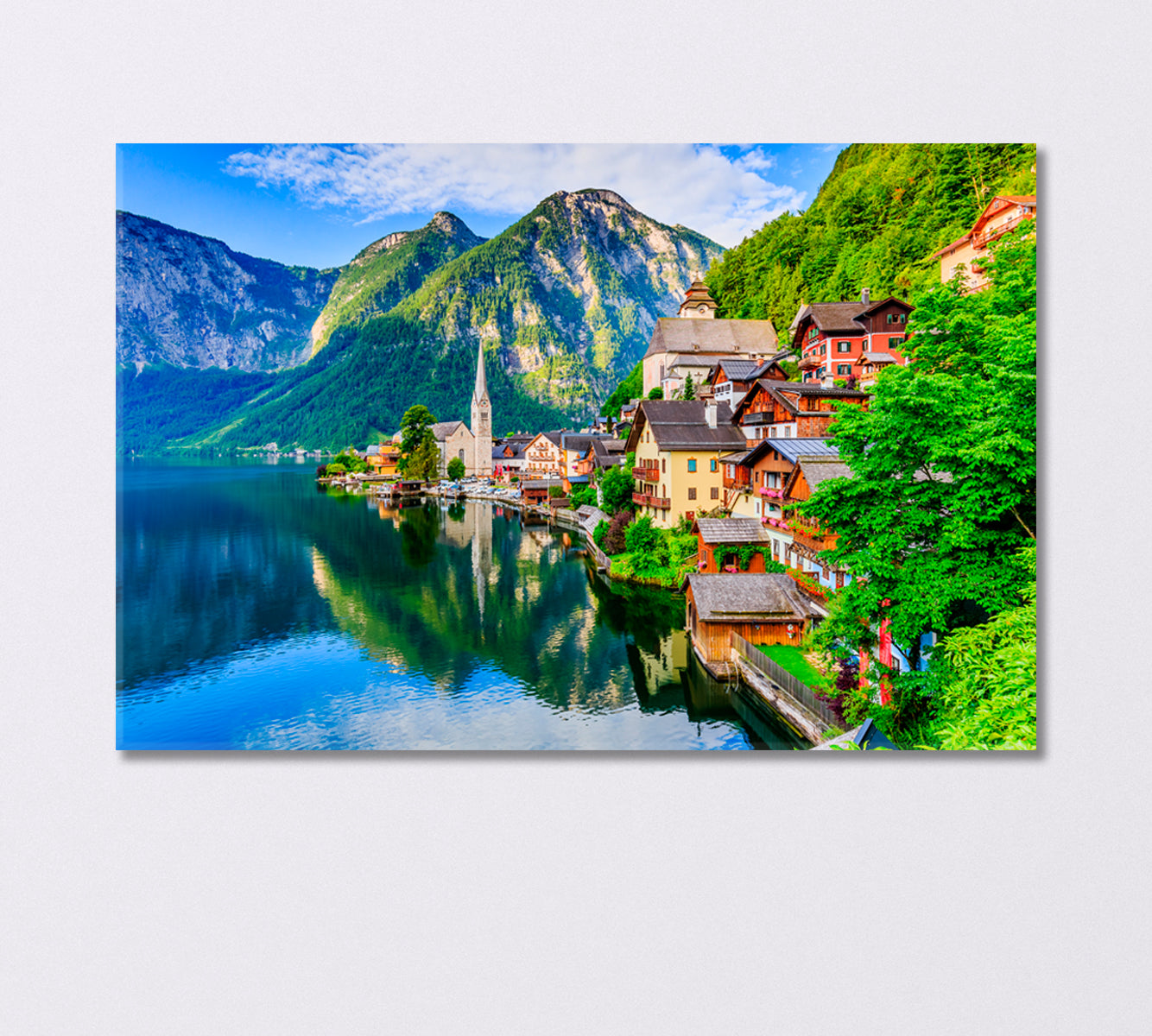 Mountain Village Hallstatt the Austrian Alps at Sunrise Canvas Print-Canvas Print-CetArt-1 Panel-24x16 inches-CetArt