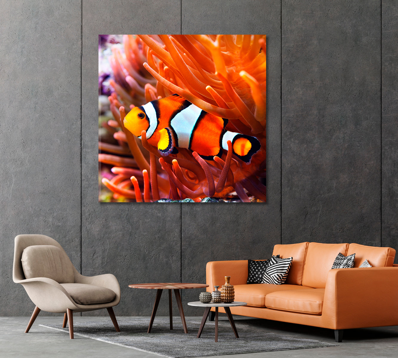 Clownfish in Anemone Canvas Print-Canvas Print-CetArt-1 panel-12x12 inches-CetArt