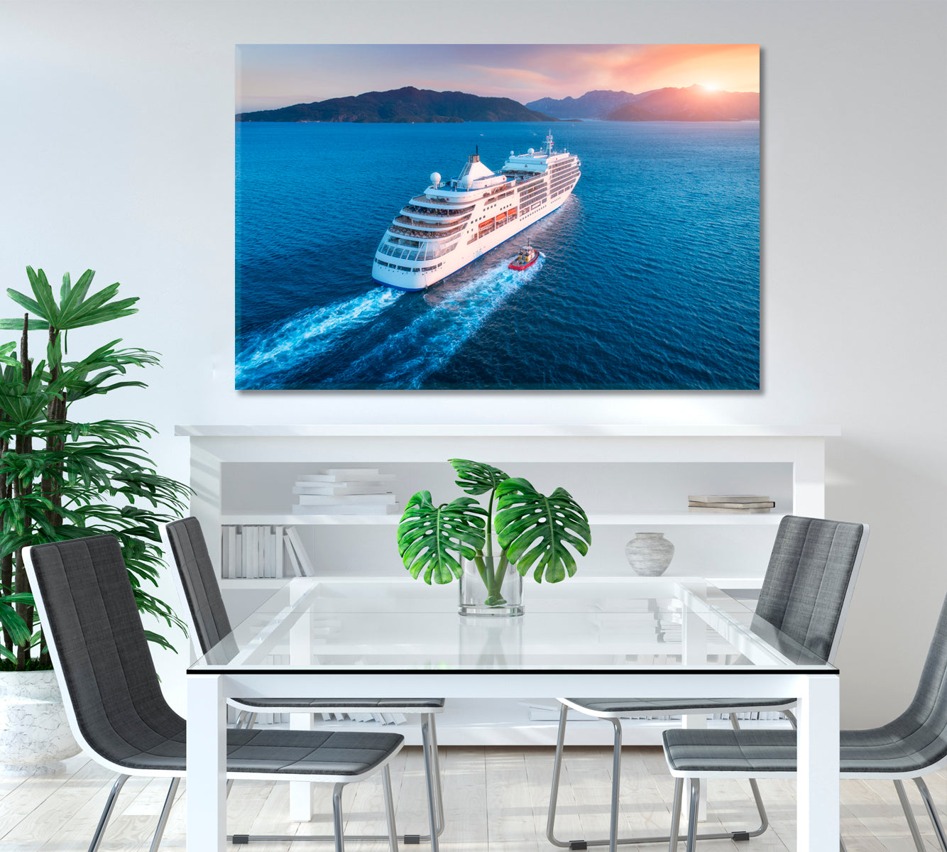 Luxury Cruise Ship in Harbor Canvas Print-Canvas Print-CetArt-1 Panel-24x16 inches-CetArt