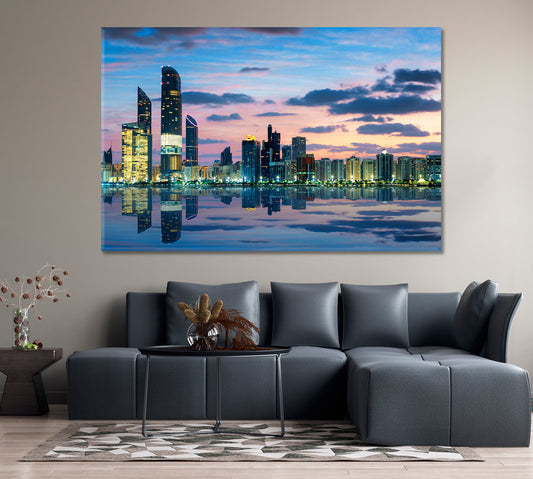 View of Abu Dhabi Skyline at Sunset UAE Canvas Print-Canvas Print-CetArt-1 Panel-24x16 inches-CetArt