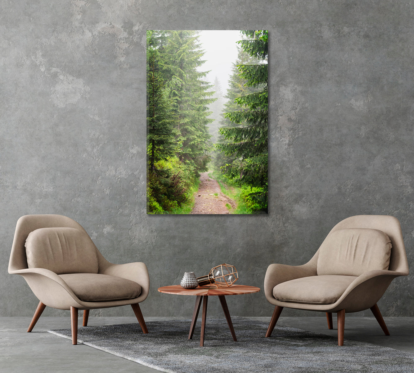 Trail in Beautiful Pine Forest Canvas Print-Canvas Print-CetArt-1 panel-16x24 inches-CetArt