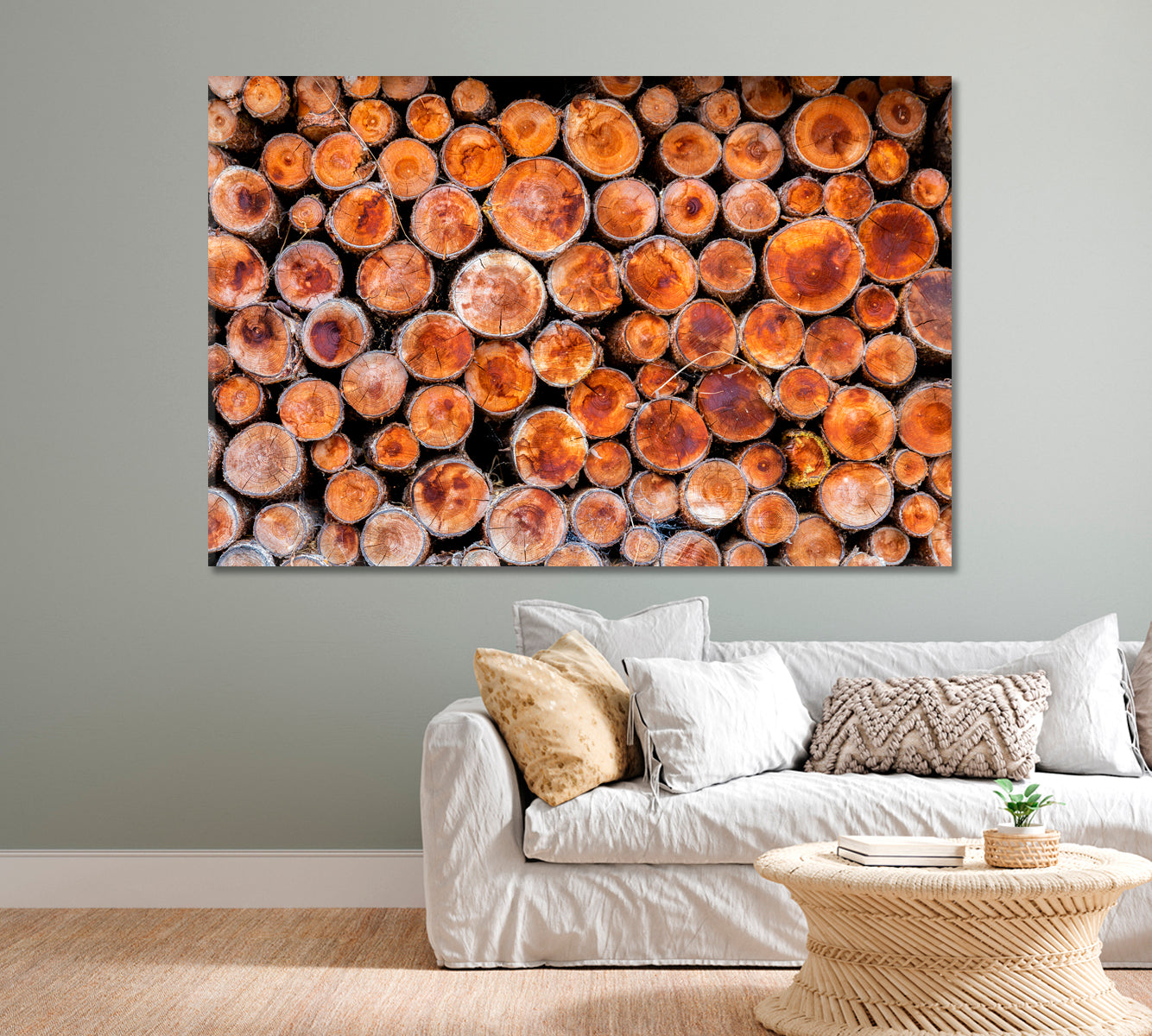 Wood Logs Canvas Print-Canvas Print-CetArt-1 Panel-24x16 inches-CetArt