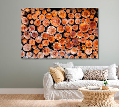 Wood Logs Canvas Print-Canvas Print-CetArt-1 Panel-24x16 inches-CetArt