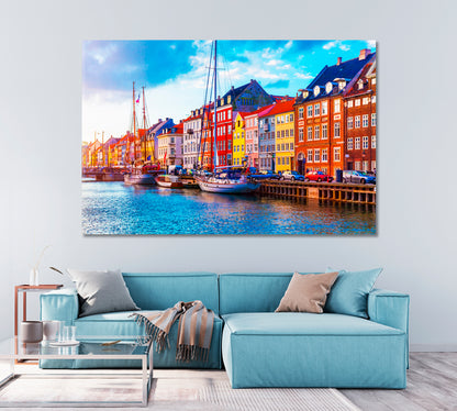 Nyhavn Pier with Colored Buildings and Ships Denmark Canvas Print-Canvas Print-CetArt-1 Panel-24x16 inches-CetArt