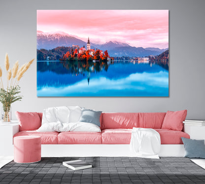 Church on Island Lake Bled Slovenia Canvas Print-Canvas Print-CetArt-1 Panel-24x16 inches-CetArt