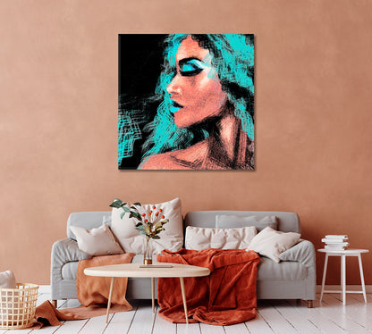 Beautiful Portrait of Young Woman Canvas Print-Canvas Print-CetArt-1 panel-12x12 inches-CetArt