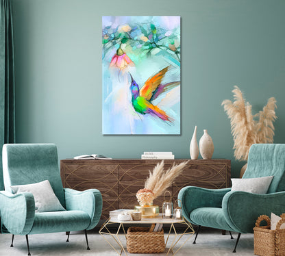 Abstract Colorful Hummingbird Canvas Print-Canvas Print-CetArt-1 panel-16x24 inches-CetArt