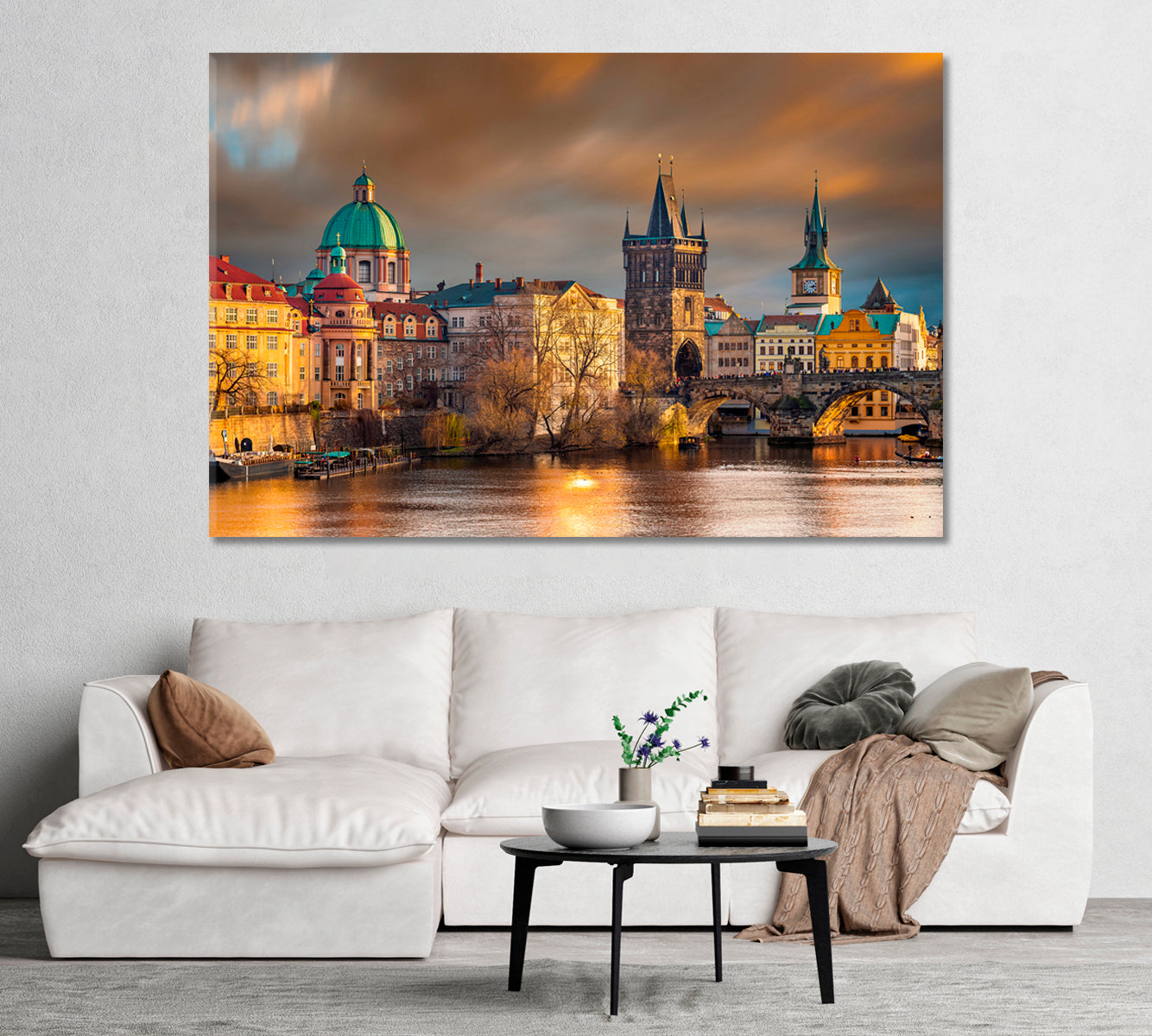 Church of St Francis and Charles Bridge Prague Canvas Print-Canvas Print-CetArt-1 Panel-24x16 inches-CetArt