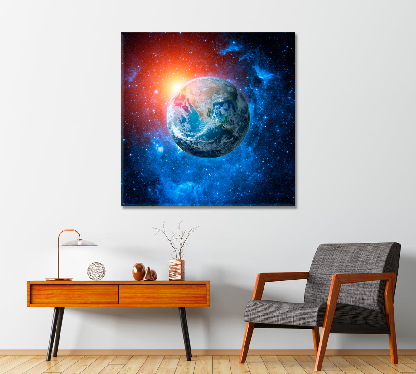 Earth and Galaxy Canvas Print-Canvas Print-CetArt-1 panel-12x12 inches-CetArt