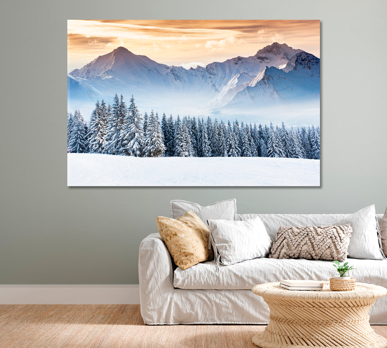 Snow Capped Mountains Fantastic Winter Landscape Canvas Print-Canvas Print-CetArt-1 Panel-24x16 inches-CetArt