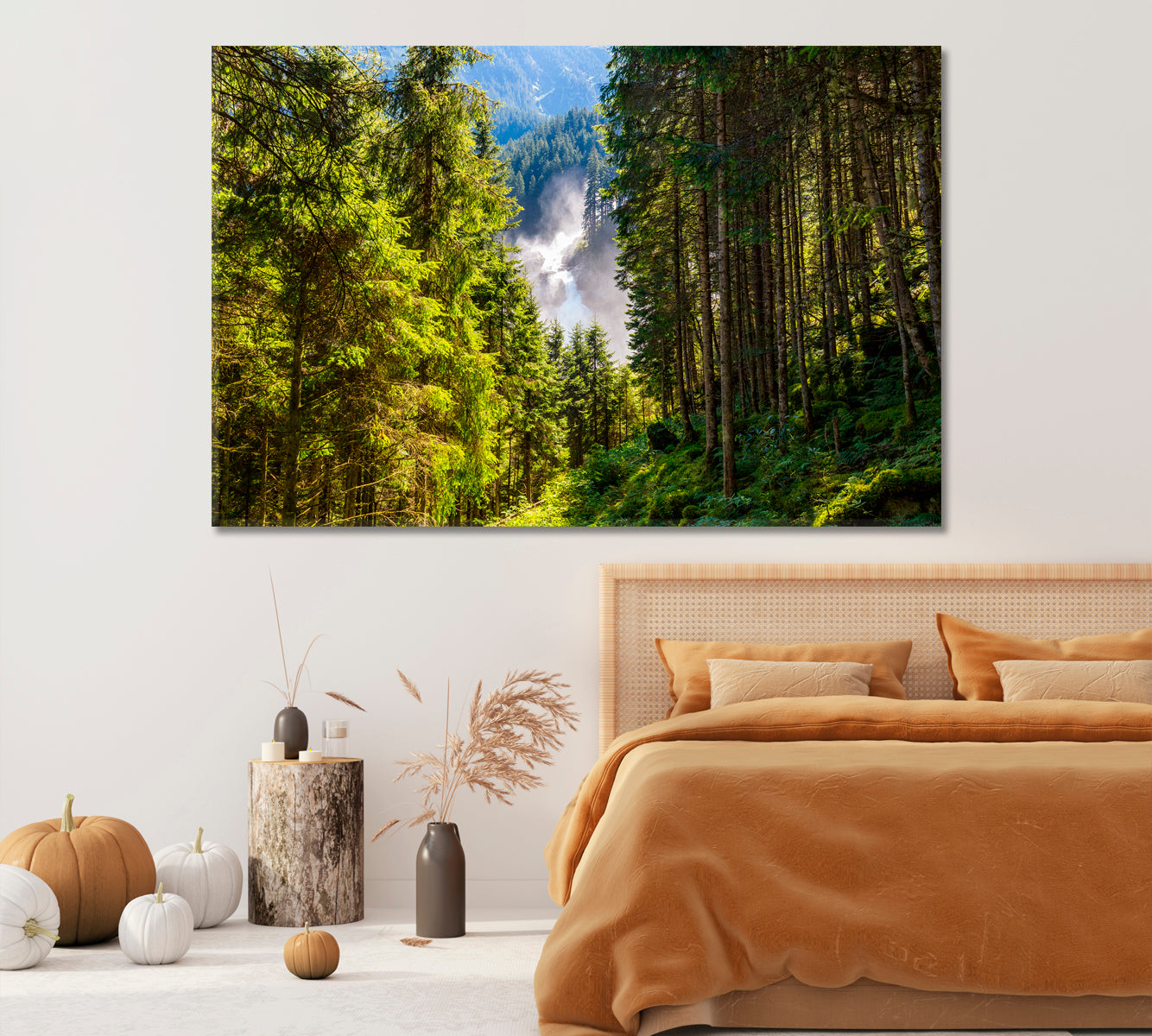 Mountain Forest with Krimml Waterfall Austria Canvas Print-Canvas Print-CetArt-1 Panel-24x16 inches-CetArt