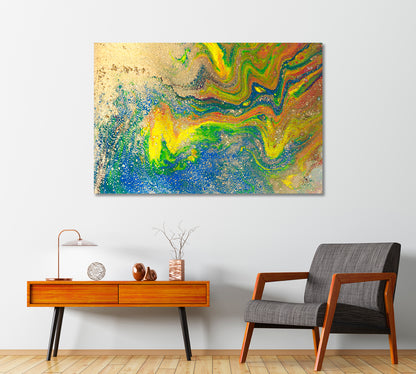 Abstract Watercolor Blue Yellow Splashes Canvas Print-Canvas Print-CetArt-1 Panel-24x16 inches-CetArt