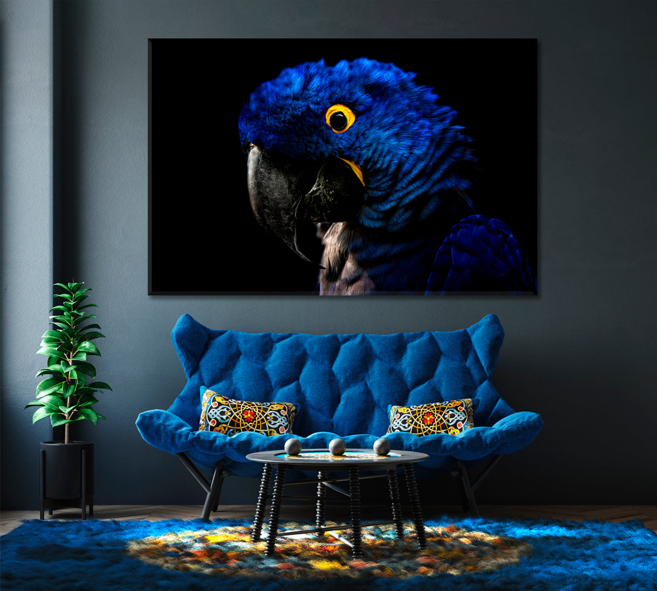 Hyacinth Macaw Parrot Canvas Print-Canvas Print-CetArt-1 Panel-24x16 inches-CetArt