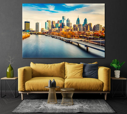 Philadelphia and River Schuylkill Pennsylvania USA Canvas Print-Canvas Print-CetArt-1 Panel-24x16 inches-CetArt