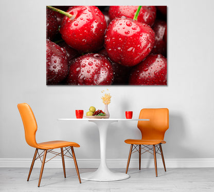 Cherries with Water Drops Canvas Print-Canvas Print-CetArt-1 Panel-24x16 inches-CetArt