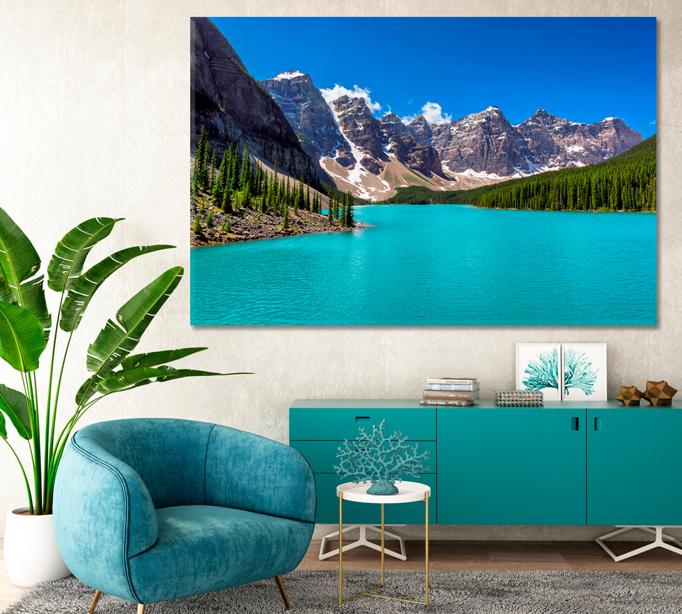 Turquoise Lake in the Rocky Mountains Canada Canvas Print-Canvas Print-CetArt-1 Panel-24x16 inches-CetArt