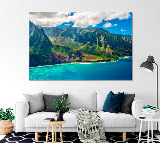 View on Napali Coast Kauai Island Hawaii Canvas Print-Canvas Print-CetArt-1 Panel-24x16 inches-CetArt