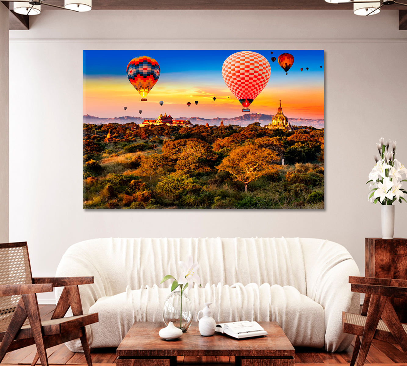 Hot Air Balloons in Dawn over Ananda Temple Bagan Canvas Print-Canvas Print-CetArt-1 Panel-24x16 inches-CetArt