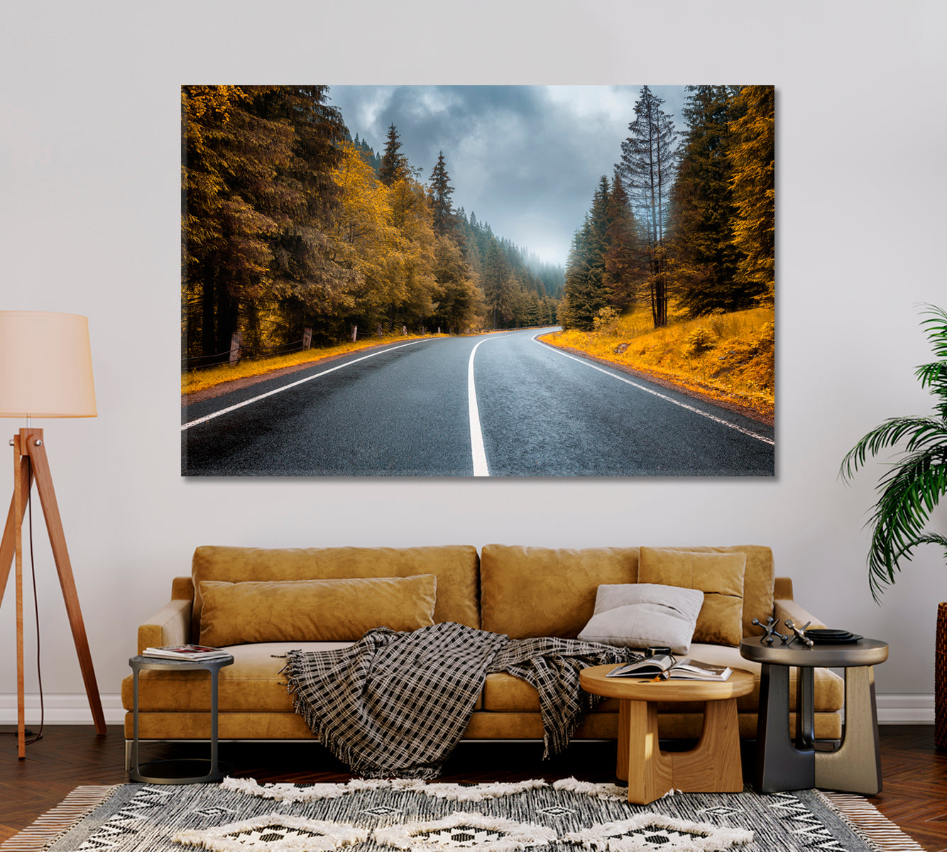 Beautiful Mountain Road in Foggy Forest Canvas Print-Canvas Print-CetArt-1 Panel-24x16 inches-CetArt