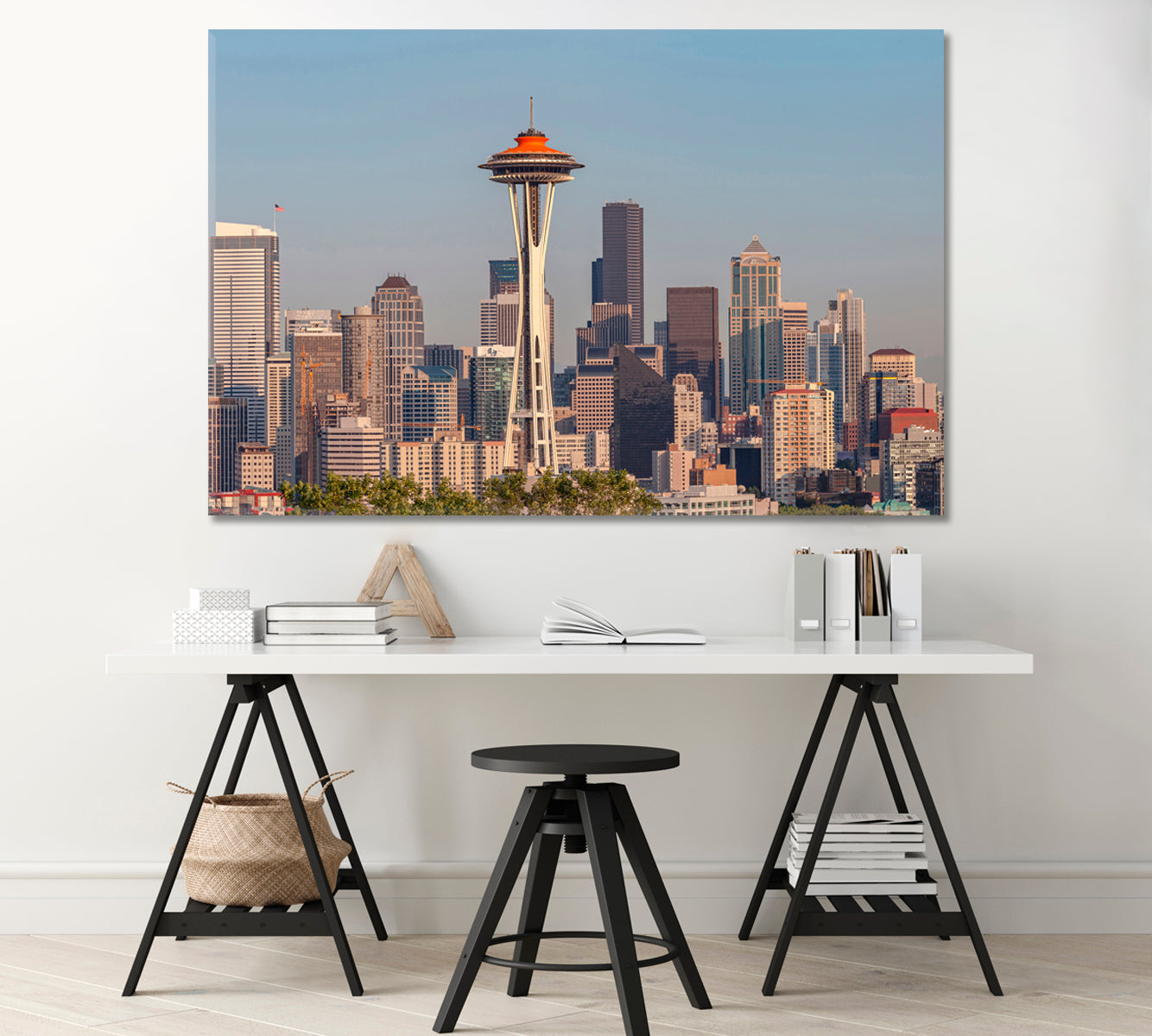 Seattle Skyline Panorama at Sunset Washington USA Canvas Print-Canvas Print-CetArt-1 Panel-24x16 inches-CetArt