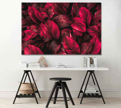 Red Leaves of Spathiphyllum Canvas Print-Canvas Print-CetArt-1 Panel-24x16 inches-CetArt