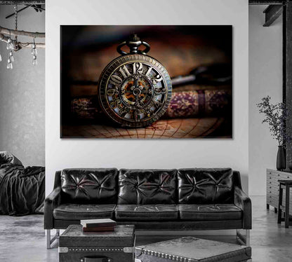 Vintage Bronze Pocket Watch Canvas Print-Canvas Print-CetArt-1 Panel-24x16 inches-CetArt