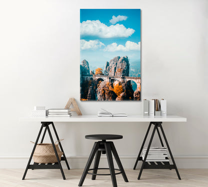 Bastei Stone Bridge in Saxon Switzerland National Park Canvas Print-Canvas Print-CetArt-1 panel-16x24 inches-CetArt