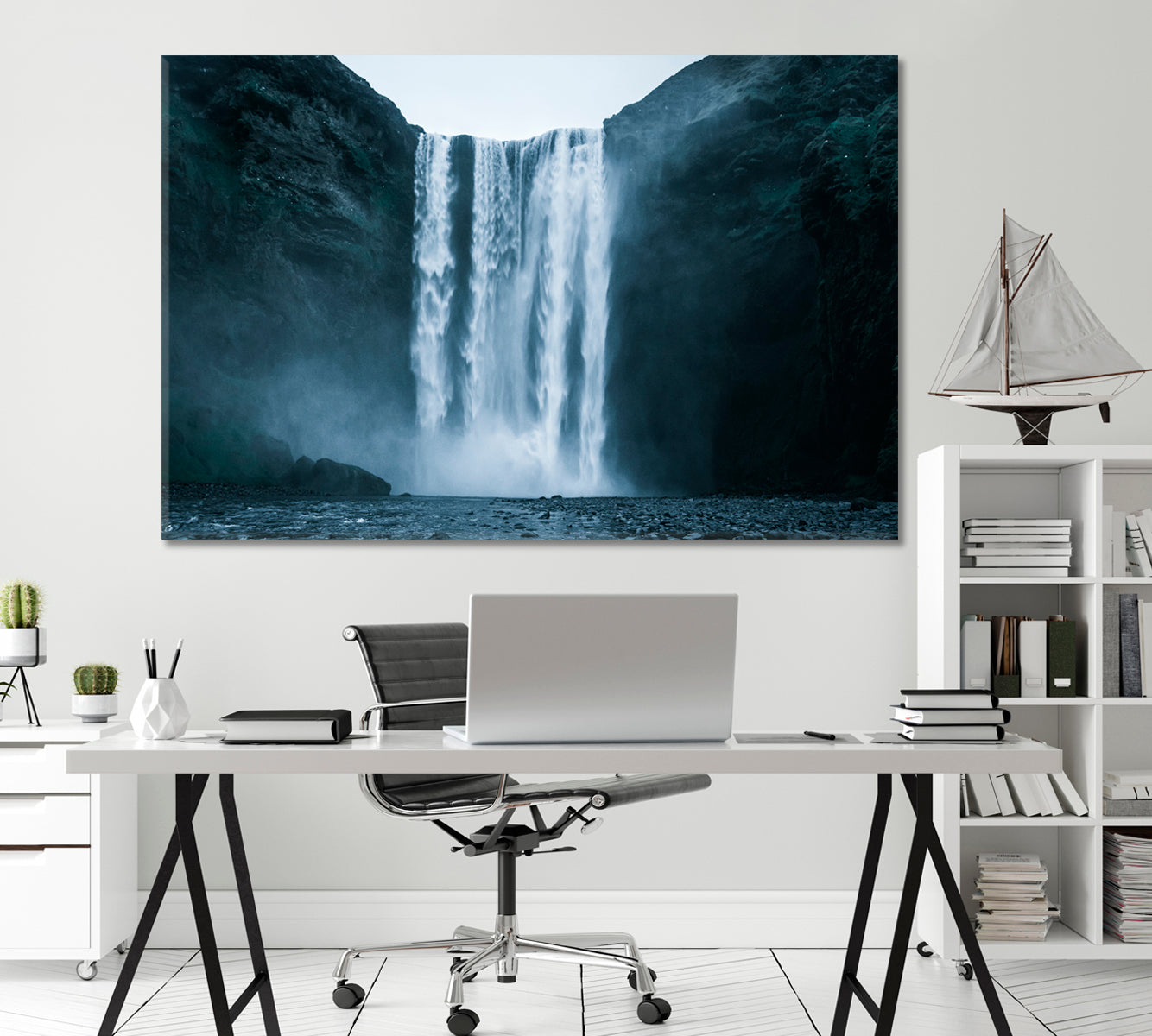 Famous Skogafoss Waterfall in Iceland Canvas Print-Canvas Print-CetArt-1 Panel-24x16 inches-CetArt