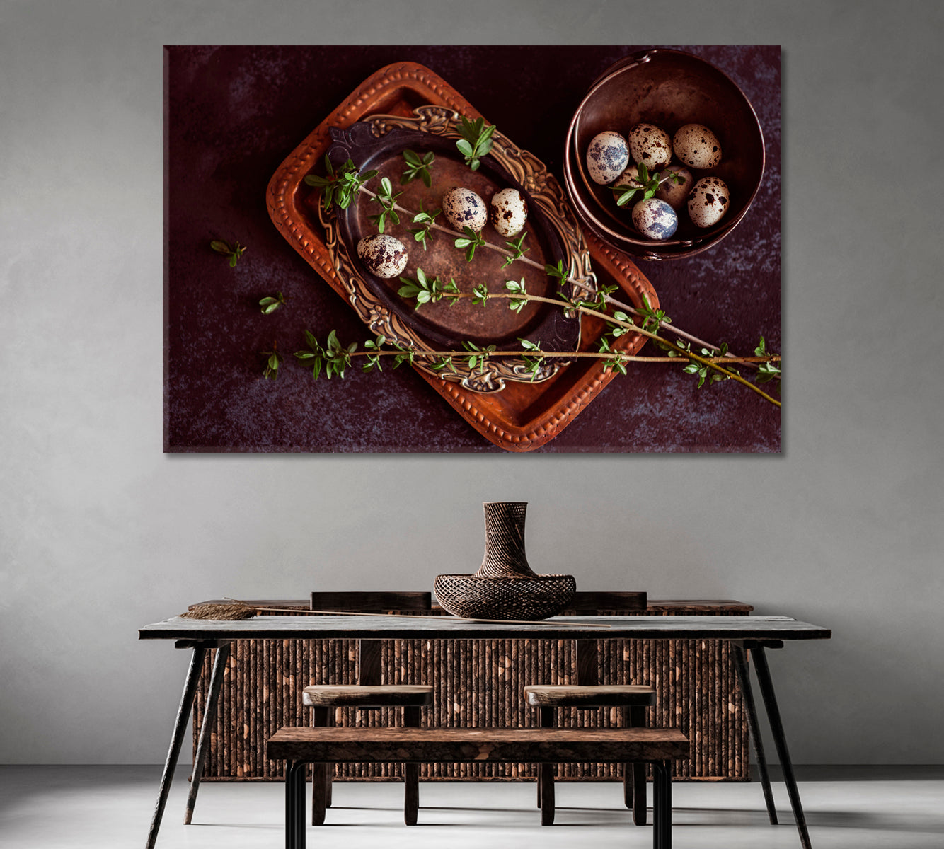 Easter Composition with Quail Eggs Canvas Print-Canvas Print-CetArt-1 Panel-24x16 inches-CetArt