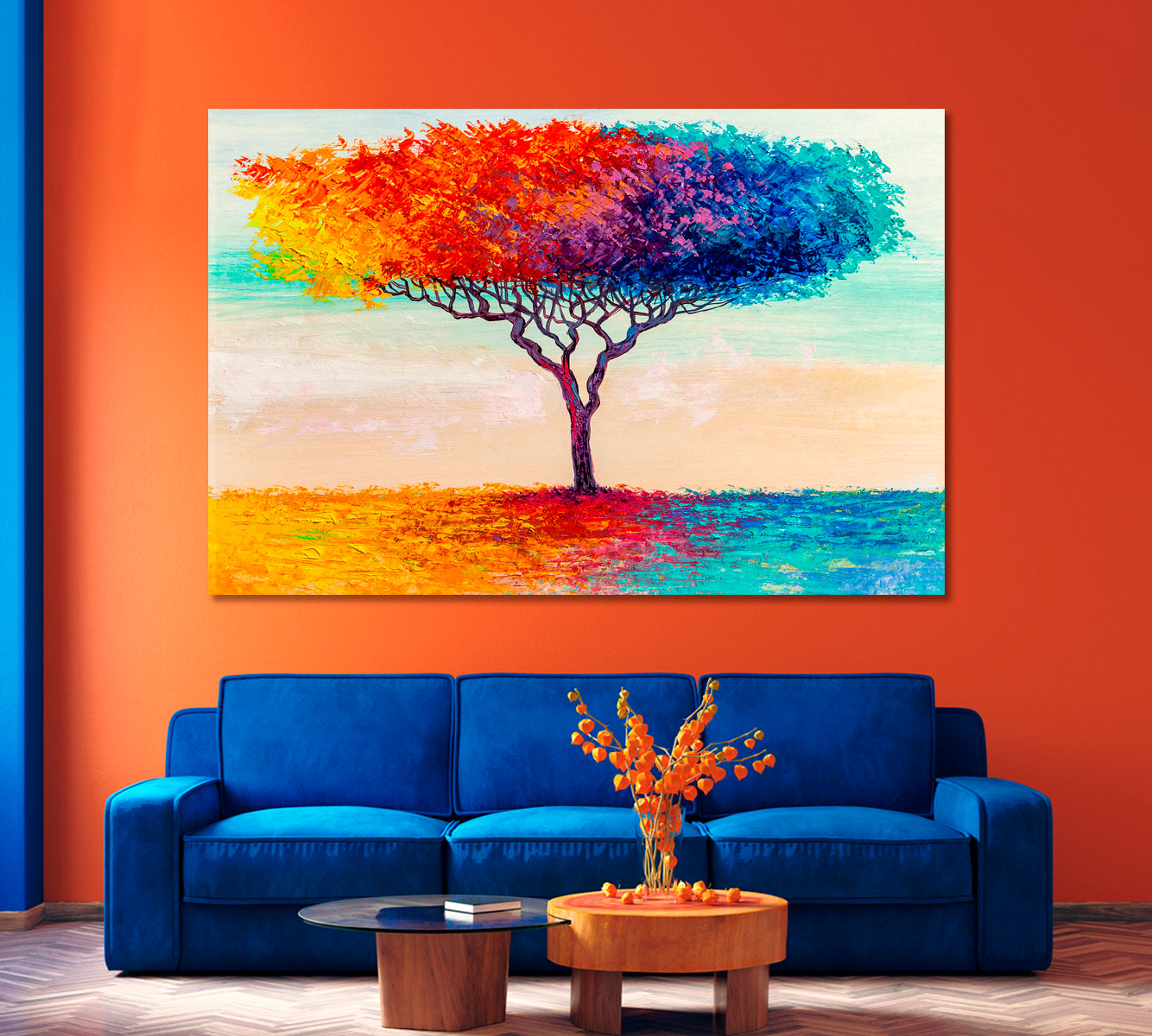 Colorful Abstract Tree Canvas Print-Canvas Print-CetArt-1 Panel-24x16 inches-CetArt