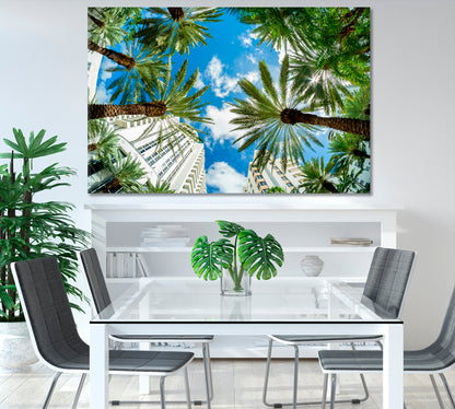 Miami Cityscape View with Palm Trees Canvas Print-Canvas Print-CetArt-1 Panel-24x16 inches-CetArt