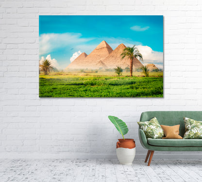 Egyptian Pyramids at Foggy Morning Canvas Print-Canvas Print-CetArt-1 Panel-24x16 inches-CetArt