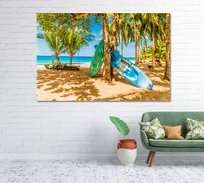 Canoe on Punta Uva Beach Costa Rica Canvas Print-Canvas Print-CetArt-1 Panel-24x16 inches-CetArt