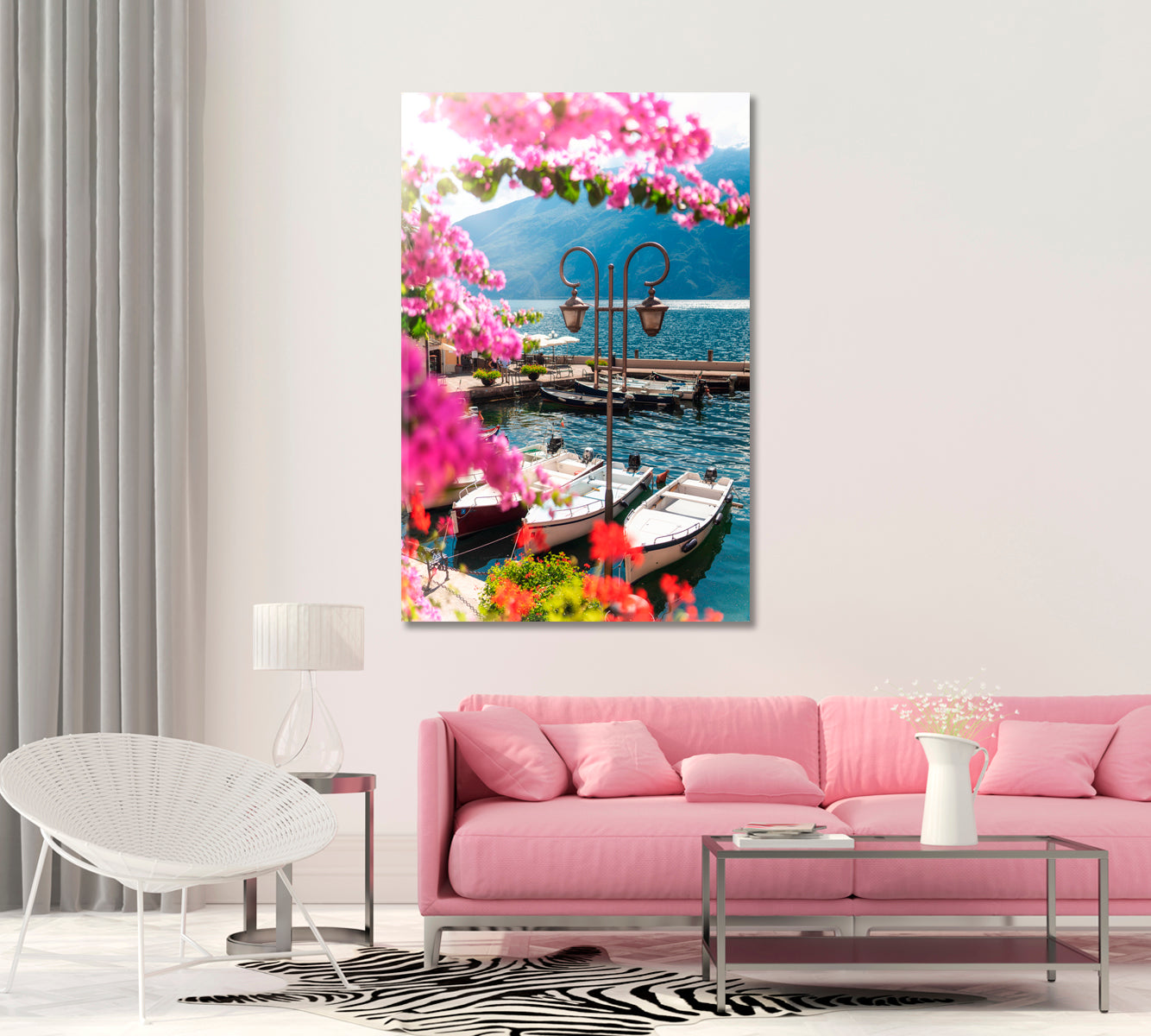 Limone Town on Garda Lake Lombardy Italy Canvas Print-Canvas Print-CetArt-1 panel-16x24 inches-CetArt