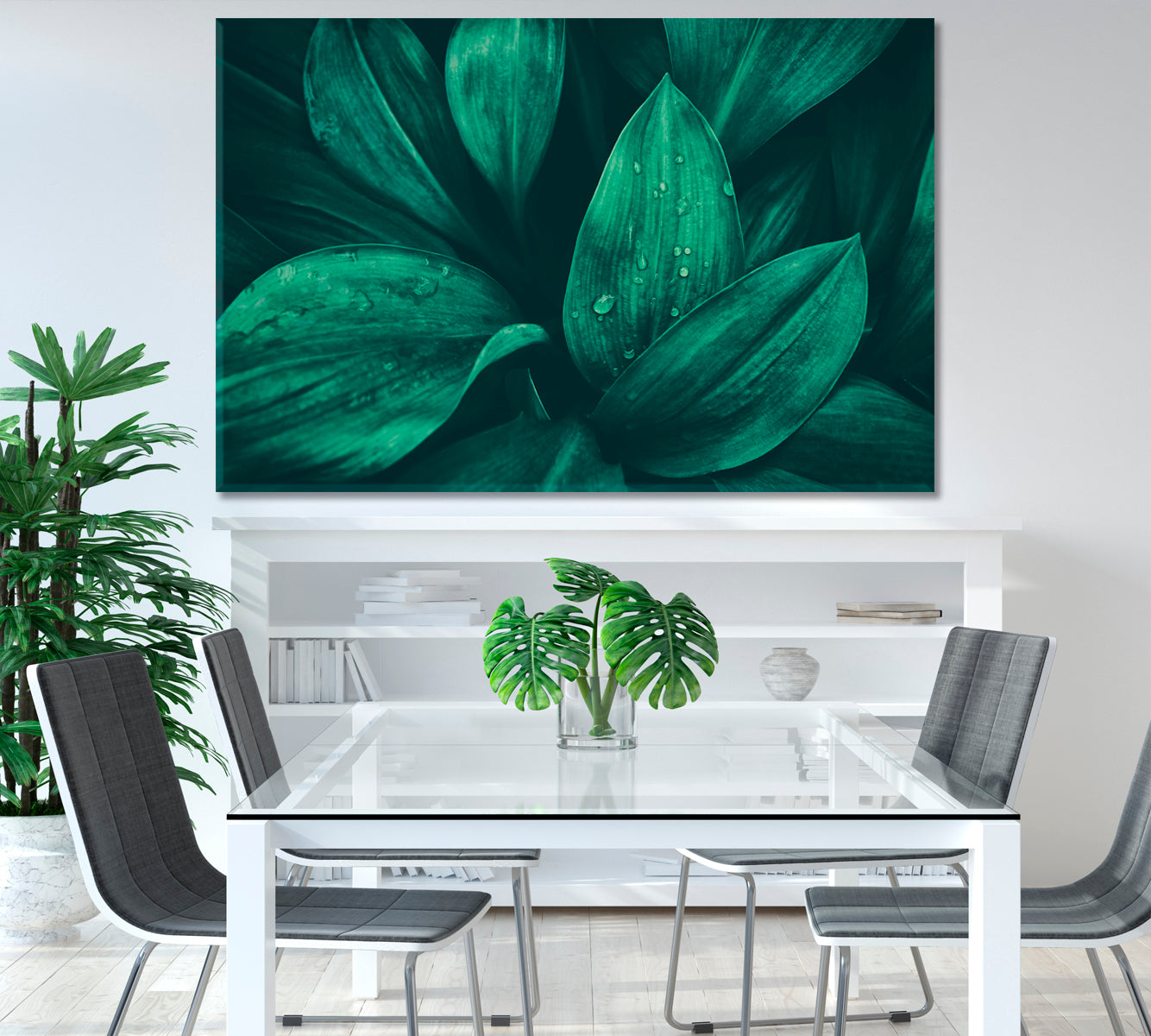 Water Droplets on Green Foliage in Tropical Rainforest Canvas Print-Canvas Print-CetArt-1 Panel-24x16 inches-CetArt