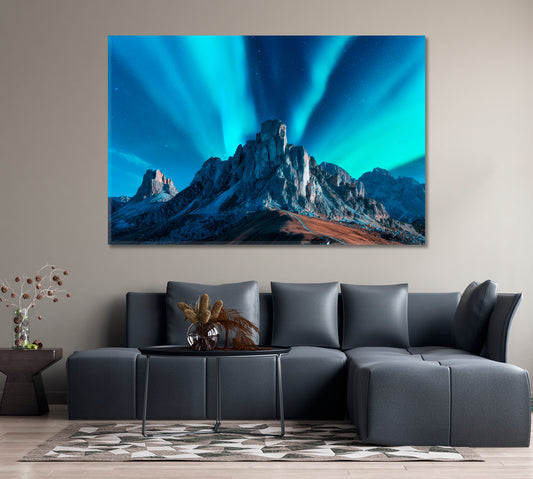 Beautiful Landscape with Northern Lights Aurora Borealis Canvas Print-Canvas Print-CetArt-1 Panel-24x16 inches-CetArt