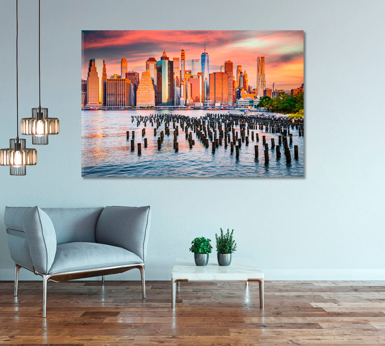 Sunrise over Manhattan New York United States Canvas Print-Canvas Print-CetArt-1 Panel-24x16 inches-CetArt