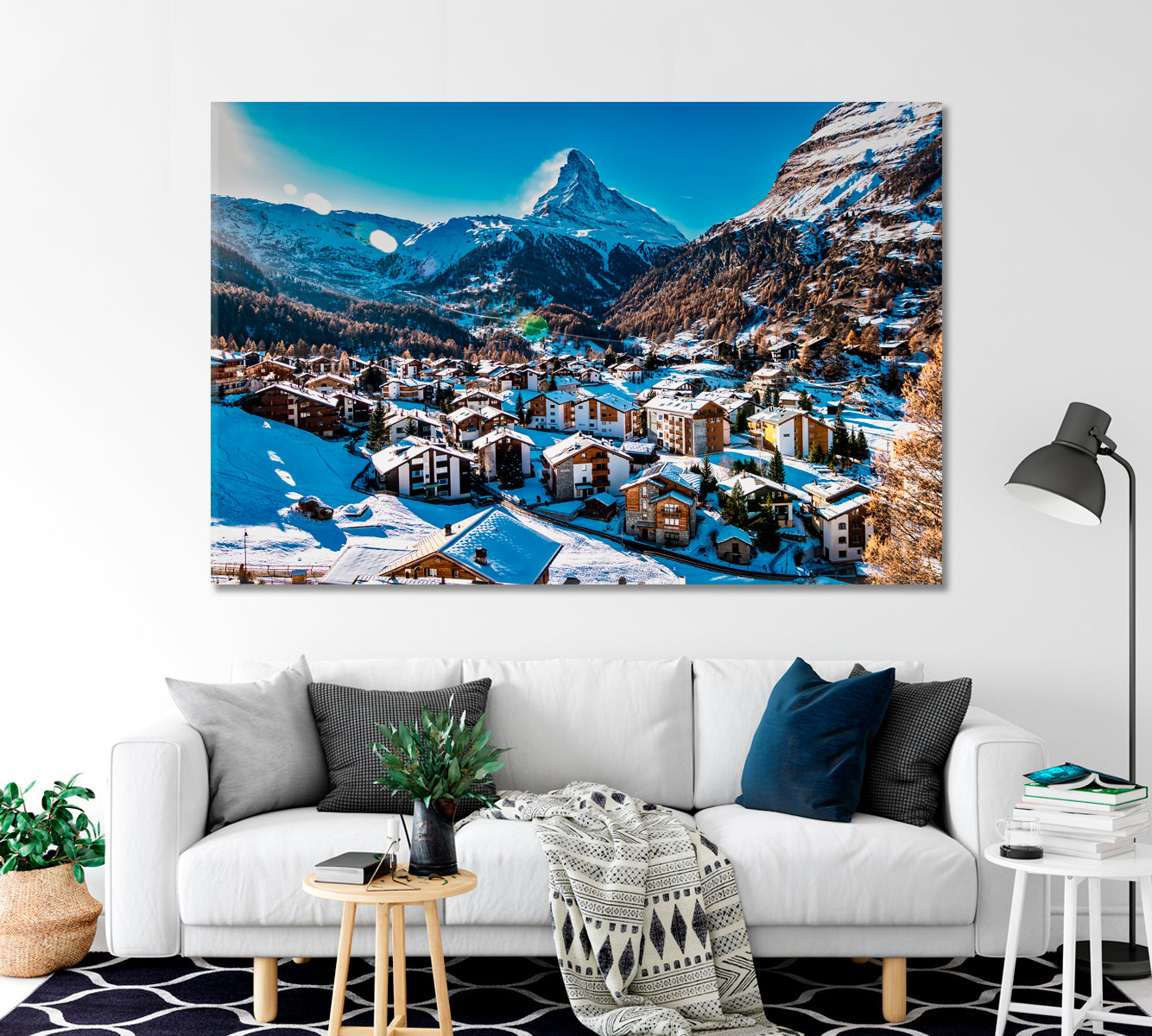 Zermatt Village at Matterhorn Mountain Canvas Print-Canvas Print-CetArt-1 Panel-24x16 inches-CetArt