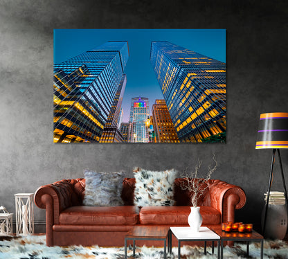 New York Skyscrapers at Dusk Canvas Print-Canvas Print-CetArt-1 Panel-24x16 inches-CetArt