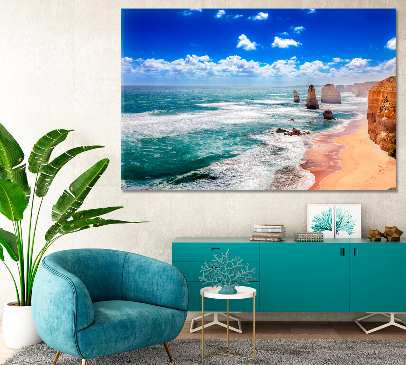 Twelve Apostles and Orange Rocks on the Australian Coast Canvas Print-Canvas Print-CetArt-1 Panel-24x16 inches-CetArt