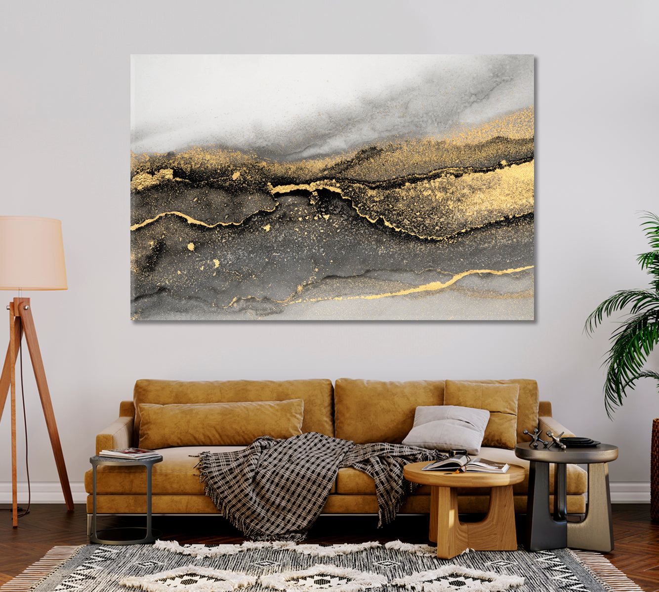 Abstract Smoky Gray Marble Canvas Print-Canvas Print-CetArt-1 Panel-24x16 inches-CetArt